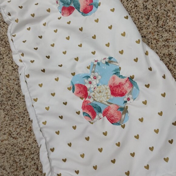 3505 Size Large Tie Shoulder Jumpsuit In White with Gold Hearts. - Picture 2 of 4